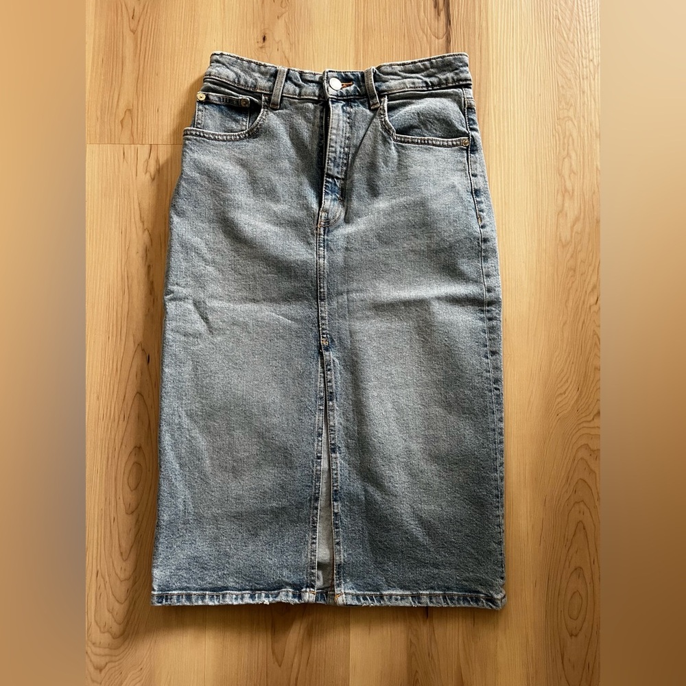 ZARA Denim Midi Skirt